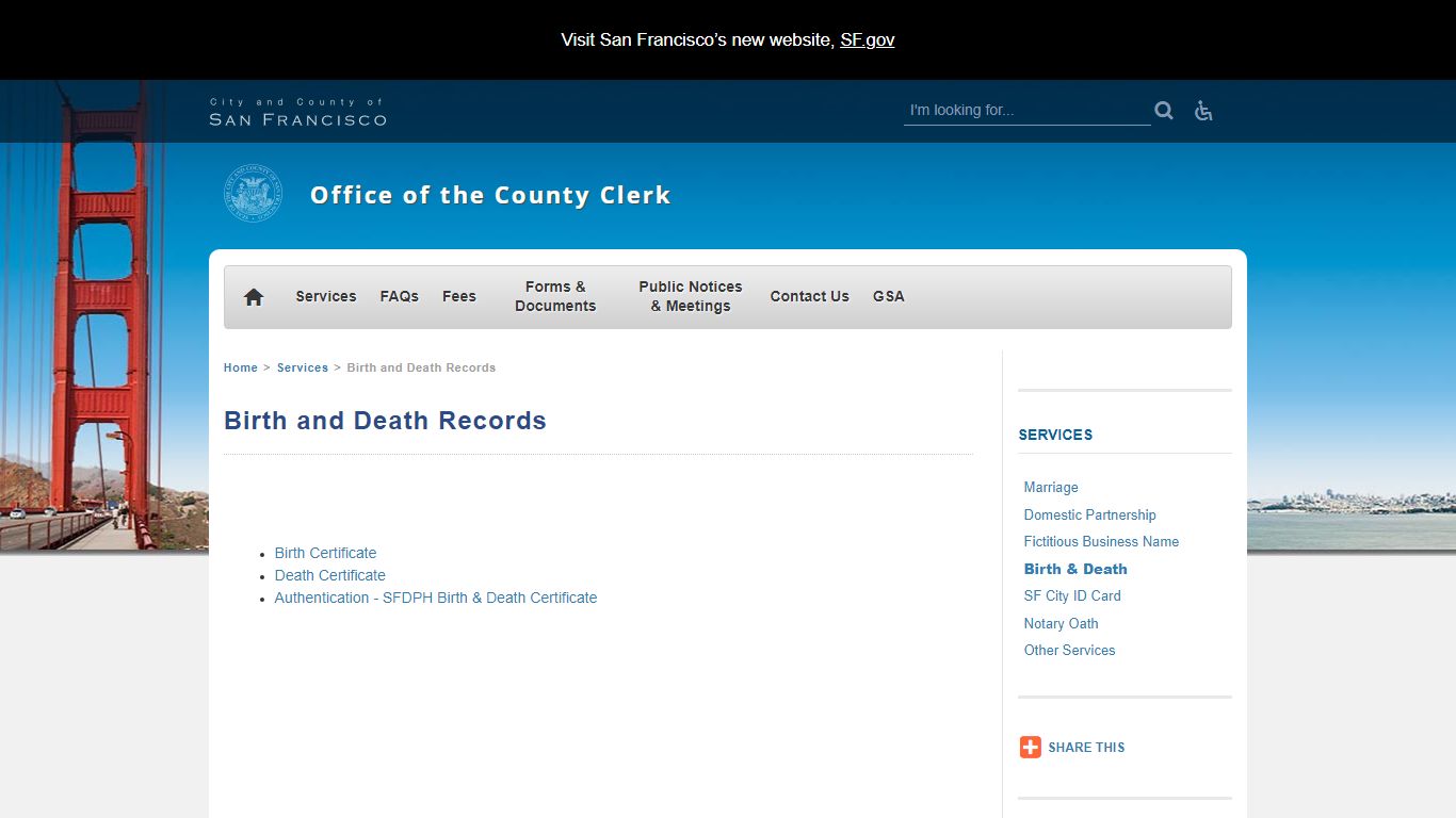 Birth and Death Records - San Francisco